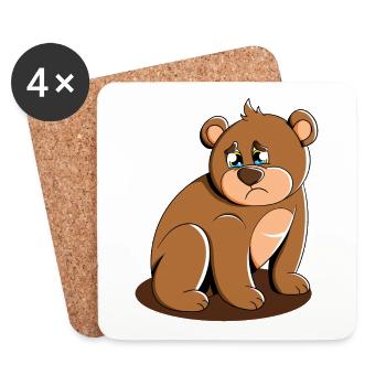 Cute Bear Cuddly Toy Hug Stuffed Animal Love - Coasters (set of 4) - white - Front