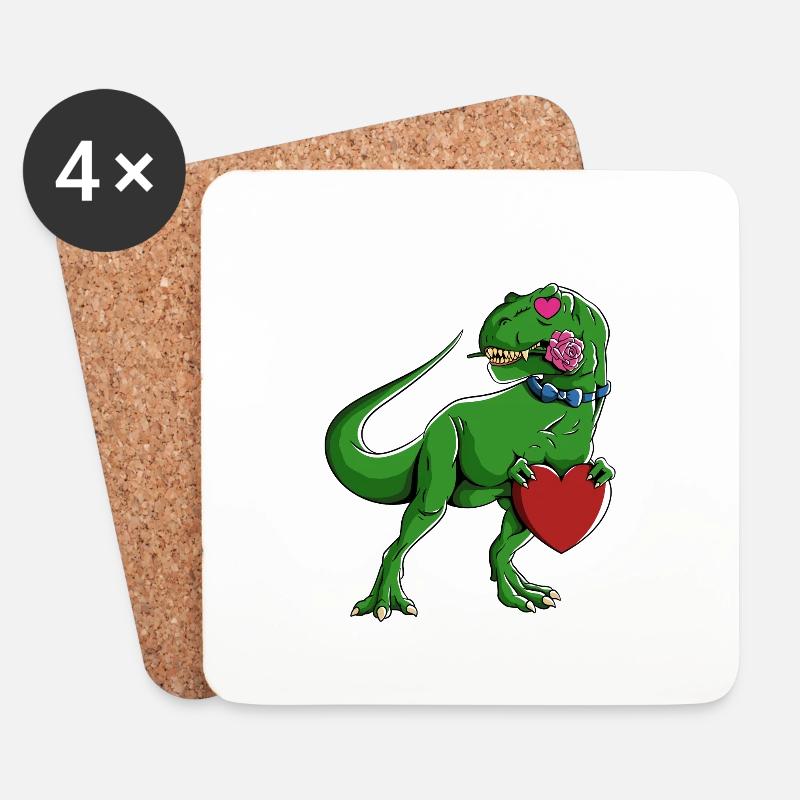 Valentinstag Lieben Dinosaurier Mit Herz - Untersetzer (4er-Set) - Weiß