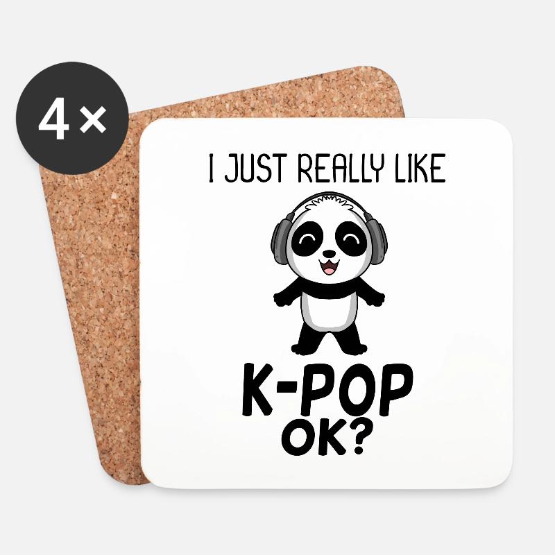 k Pop Spruch Panda - Untersetzer (4er-Set) - Weiß