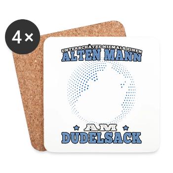 Alter Mann am Dudelsack schottische Sackpfeife - Untersetzer (4er-Set) - Weiß - Vorne