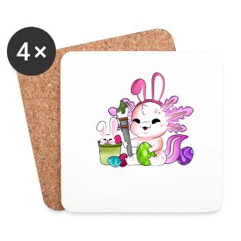 Sweet axolotl peint des œufs de Pâques à Pâques - Dessous de verre (lot de 4) - blanc - Devant