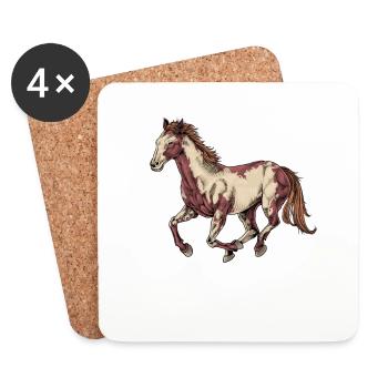 Dessin d’un cheval de peinture - Dessous de verre (lot de 4) - blanc - Devant