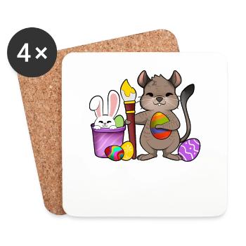 Süßer Degu bemalt Ostereier - Untersetzer (4er-Set) - Weiß - Vorne
