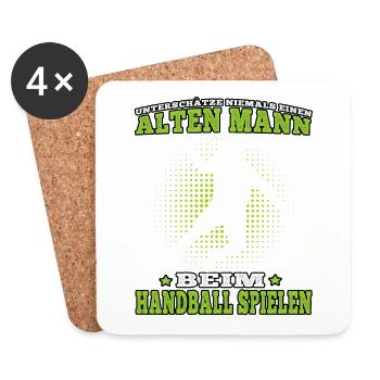 Alter Mann beim Handball spielen Handballer - Untersetzer (4er-Set) - Weiß - Vorne