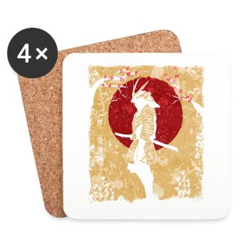 Samurai Japanese Art Vintage Fighter Retro - Coasters (set of 4) - white - Front