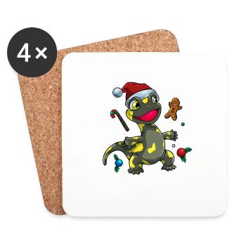 Salamandre de feu de Noël sucrée - Dessous de verre (lot de 4) - blanc - Devant