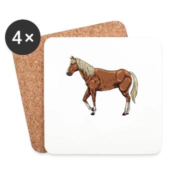Zeichnung eines Haflinger - Untersetzer (4er-Set) - Weiß - Vorne