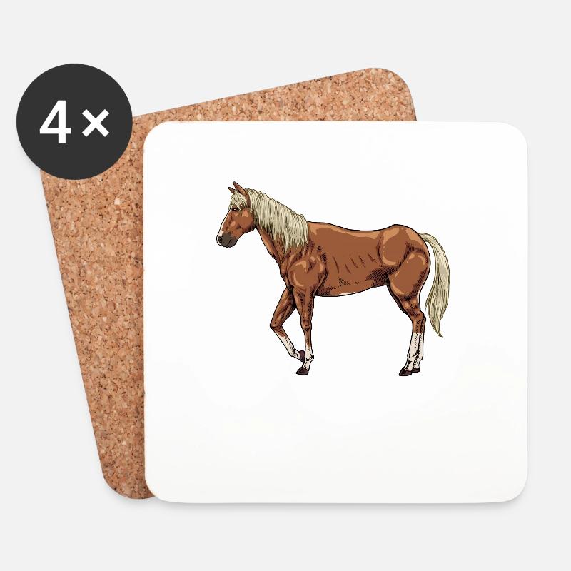 Zeichnung eines Haflinger - Untersetzer (4er-Set) - Weiß