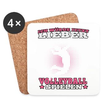 Würde lieber Volleyball spielen Volleyballerin - Untersetzer (4er-Set) - Weiß - Vorne