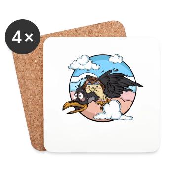 Mouches hérisson sur le corbeau - Dessous de verre (lot de 4) - blanc - Devant