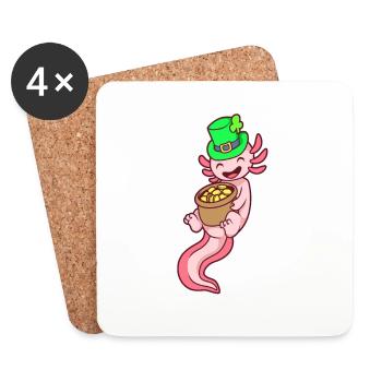 Axolotl Leprechaun - St Patrick’s Axolotl - Dessous de verre (lot de 4) - blanc - Devant