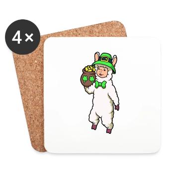 Lama Leprechaun: le lama de St Patrick - Dessous de verre (lot de 4) - blanc - Devant