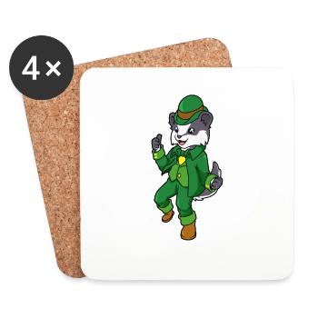 Badger Leprechaun - St Patrick's Badger - Coasters (set of 4) - white - Front