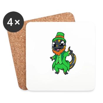 Amphibie Leprechaun - St Patricks Feuersalamander - Untersetzer (4er-Set) - Weiß - Vorne