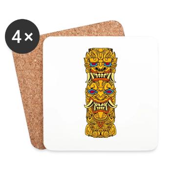 Aztekisches Totem - Untersetzer (4er-Set) - Weiß - Vorne