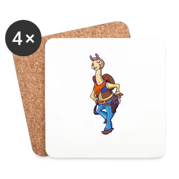 Dessin animé Cowboy Alpaga - Dessous de verre (lot de 4) - blanc - Devant