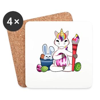 Une jolie licorne peint des œufs de Pâques - Dessous de verre (lot de 4) - blanc - Devant