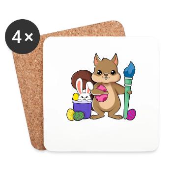 Un écureuil mignon peint des œufs de Pâques - Dessous de verre (lot de 4) - blanc - Devant