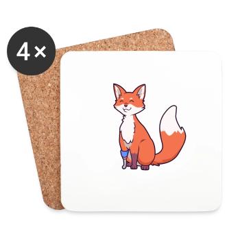 Fuchs mit Beinprothese - Untersetzer (4er-Set) - Weiß - Vorne
