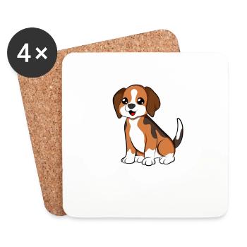 Cartoon Beagle - Untersetzer (4er-Set) - Weiß - Vorne