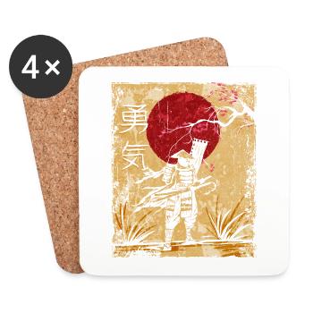 Samurai Japanese Art Vintage Fighter Retro - Coasters (set of 4) - white - Front