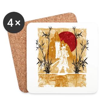 Samurai Japanese Art Vintage Fighter Retro - Coasters (set of 4) - white - Front