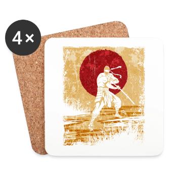 Ninja Japanese Art Vintage Fighter Retro - Coasters (set of 4) - white - Front