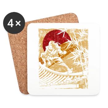 Ninja Japanese Art Vintage Fighter Retro - Coasters (set of 4) - white - Front