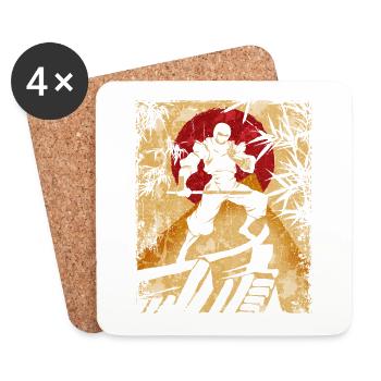Ninja Japanese Art Vintage Fighter Retro - Coasters (set of 4) - white - Front