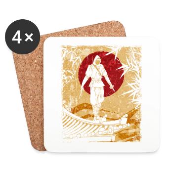 Ninja Japanese Art Vintage Fighter Retro - Coasters (set of 4) - white - Front