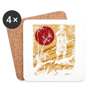 Samurai Japanese Art Vintage Fighter Retro - Coasters (set of 4) - white - Front
