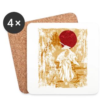 Samurai Japanese Art Vintage Fighter Retro - Coasters (set of 4) - white - Front