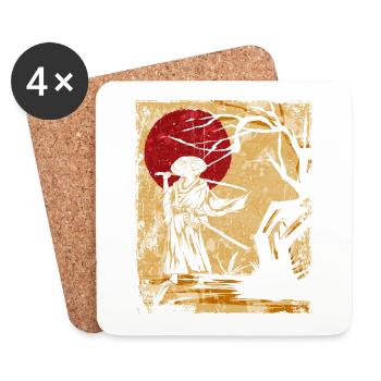 Samurai Japanese Art Vintage Fighter Retro - Coasters (set of 4) - white - Front