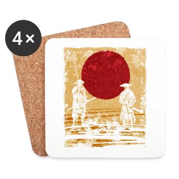 Samurai Japanese Art Vintage Fighter Retro - Coasters (set of 4) - white - Front
