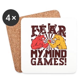 Fear my mind games - Arm Wrestling - Coasters (set of 4) - white - Front
