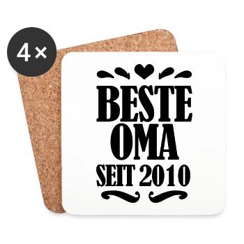 Beste Oma seit 2010 - Geschenk für die beste Oma - Untersetzer (4er-Set) - Weiß - Vorne