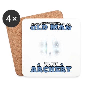Old Man Archery Bogen Bogenschütze Bogenschützen - Untersetzer (4er-Set) - Weiß - Vorne