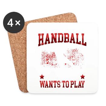 würde lieber Handball spielen Handballer - Untersetzer (4er-Set) - Weiß - Vorne
