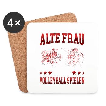 Alte Frau Volleyball spielen Volleyballerin - Untersetzer (4er-Set) - Weiß - Vorne