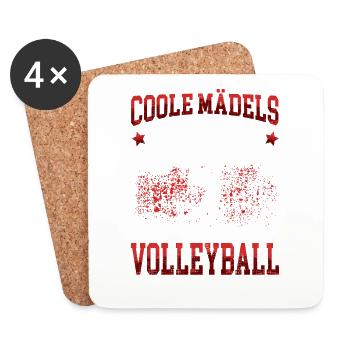 Coole Mädels spielen Volleyball Volleyballerin - Untersetzer (4er-Set) - Weiß - Vorne