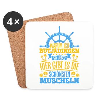 Schöne Muscheln - Warum ich Butjadingen so liebe - Untersetzer (4er-Set) - Weiß - Vorne
