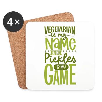 Eating pickles is my game - Gurken - Untersetzer (4er-Set) - Weiß - Vorne