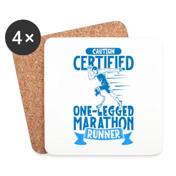 Certified marathon runner with running prosthesis - Coasters (set of 4) - white - Front