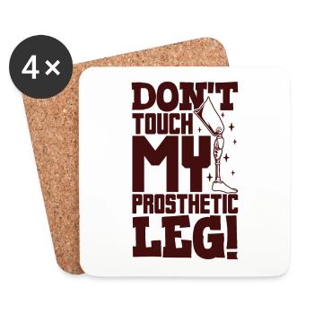 Do not touch my prosthesis - leg prosthesis - Coasters (set of 4) - white - Front