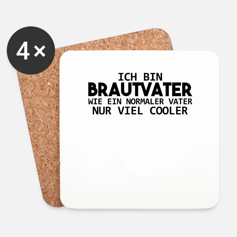 BRAUTVATER Geschenk - Untersetzer (4er-Set) - Weiß