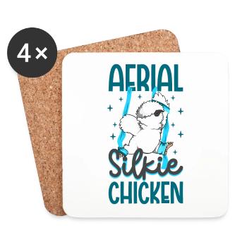 Aerial Silk Yoga - Aerial Silkie Chicken - Coasters (set of 4) - white - Front