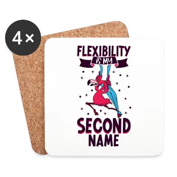 Flamingo chez Aerial Silks - Dessous de verre (lot de 4) - blanc - Devant