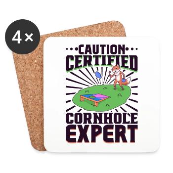 Zertifizierter Experte im Cornhole - Untersetzer (4er-Set) - Weiß - Vorne