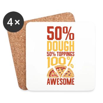100 Prozent lecker - Pizzaliebhaber - Untersetzer (4er-Set) - Weiß - Vorne