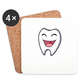 Dent de Kawaii - Dessous de verre (lot de 4) - blanc - Devant